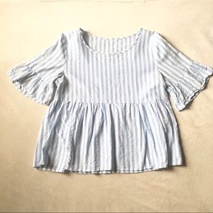 Blue and white strip top blouse